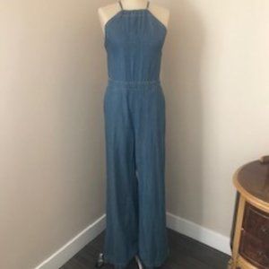 Backless Denim/Chambray Jumpsuit